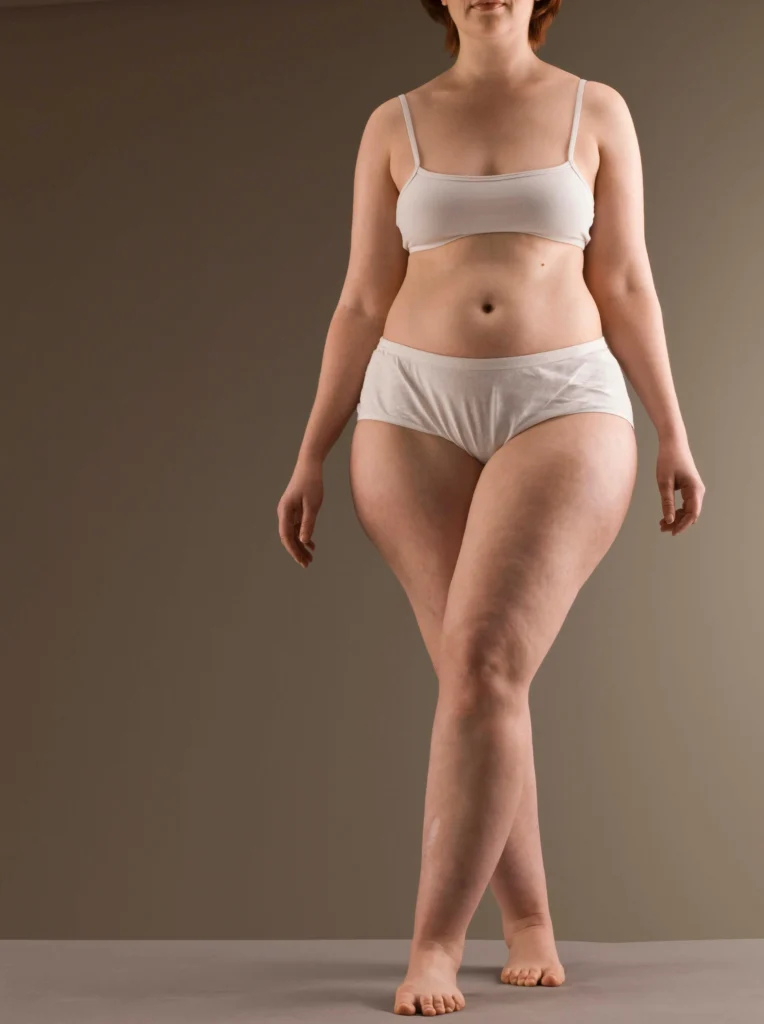 woman standing with underwear