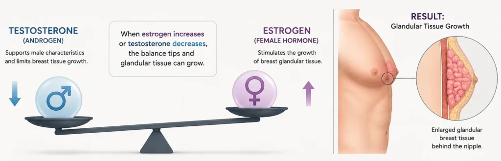 image of hormone imbalance diagram explaining how to find out if you have gynecomastia