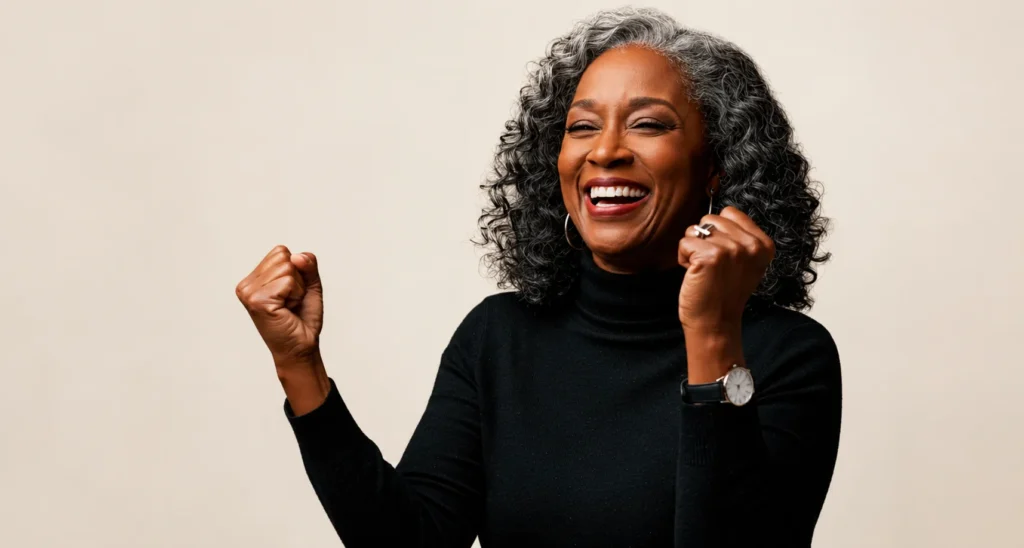 image of confident woman with full natural hair after hair restoration treatment