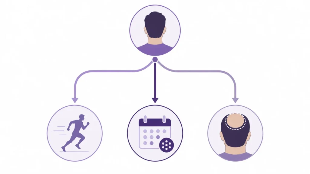Infographic of factors for choosing the best hair transplant procedure