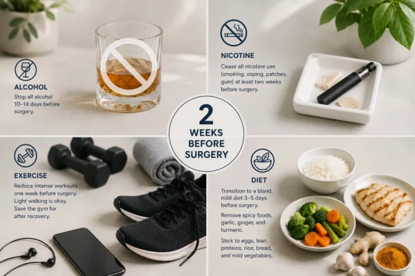 image of alcohol, nicotine, exercise, and diet changes two weeks before hair transplant surgery