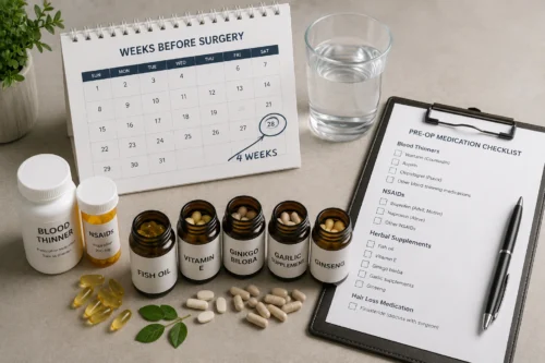 image of hair transplant pre op instructions medication checklist four weeks before surgery