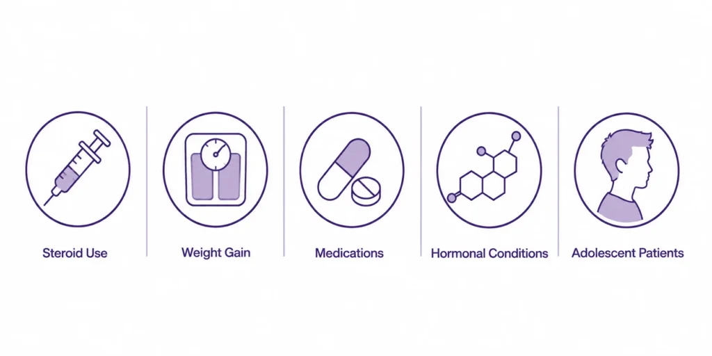 infographic of factors affecting gynecomastia surgery permanent results and recurrence
