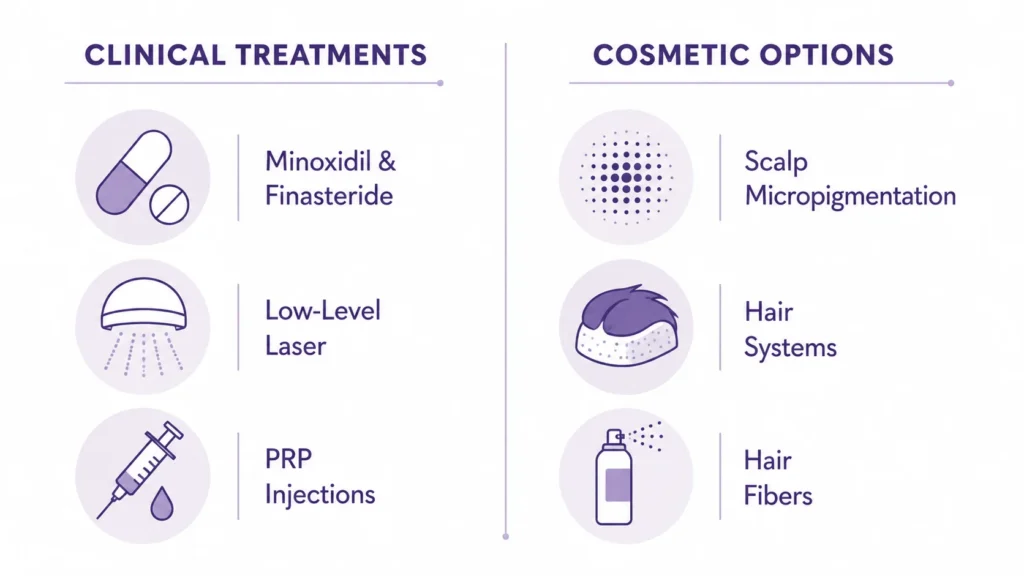infographic of options for patients with not enough donor hair for transplant
