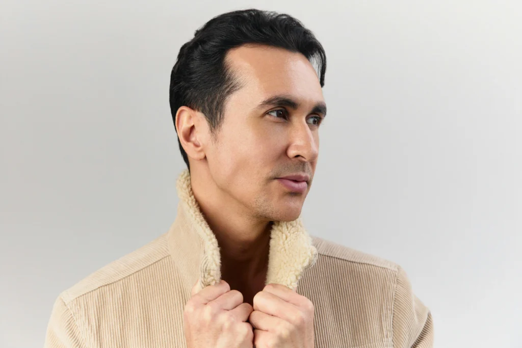Image of a patient_s hairline after hair restoration treatment