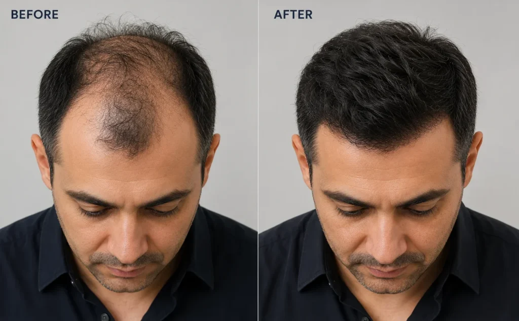 Image of hair transplant before and after results answer are hair transplant permanent