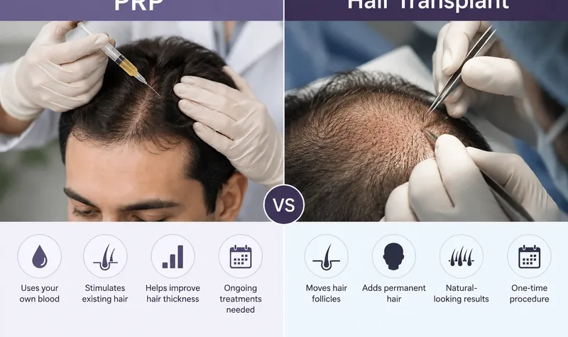 PRP vs hair transplant comparison for hair loss treatment